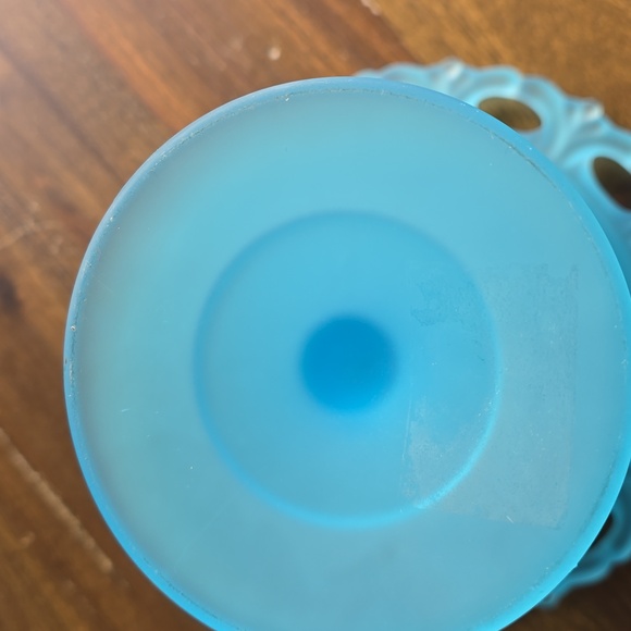 Fenton Elegant Blue Glass Candy Dish with Lid Satin Blue - Picture 10 of 13